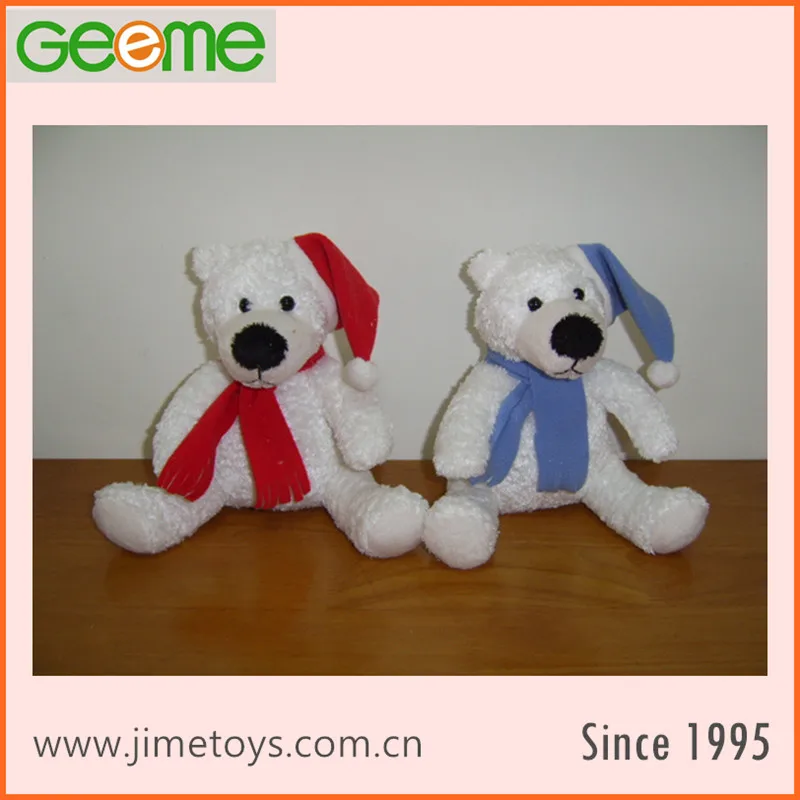 JM7050 Christmas Plush Bear Toy with Santa Hat