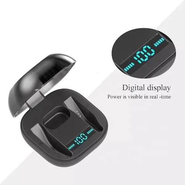 2020 trend custom logo headphones wireless noise cancelling earbuds digital display earhook  sports tws earphone headphone
