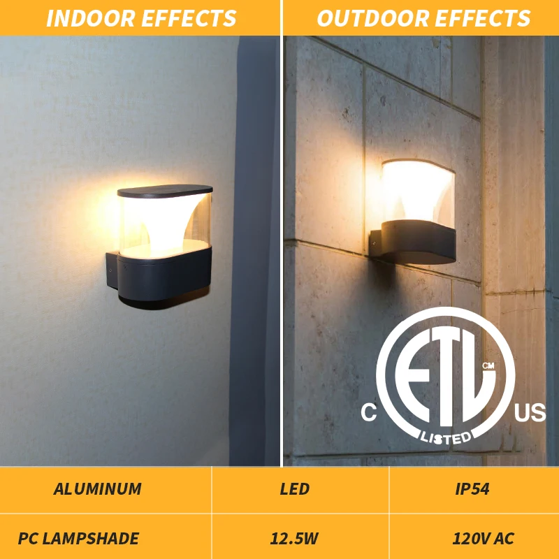 Aluminum outdoor ETL waterproof bracket installed electric  certificate multi-type illuminated courtyard wall lamp