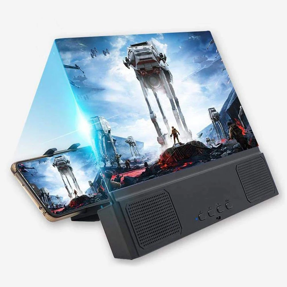 Stereo Speaker 12inch Screen 3D Mobile Phone Screen Magnifier Video Amplifier USB Charging