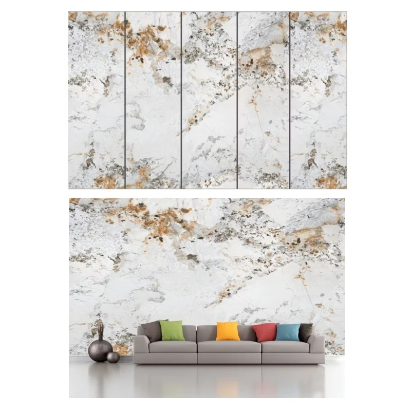 High Glossy Panel De Pared Demarmol Carbon Crystal Plate Marble Carbon Rock Board 3d Black Decorative Wall Panel