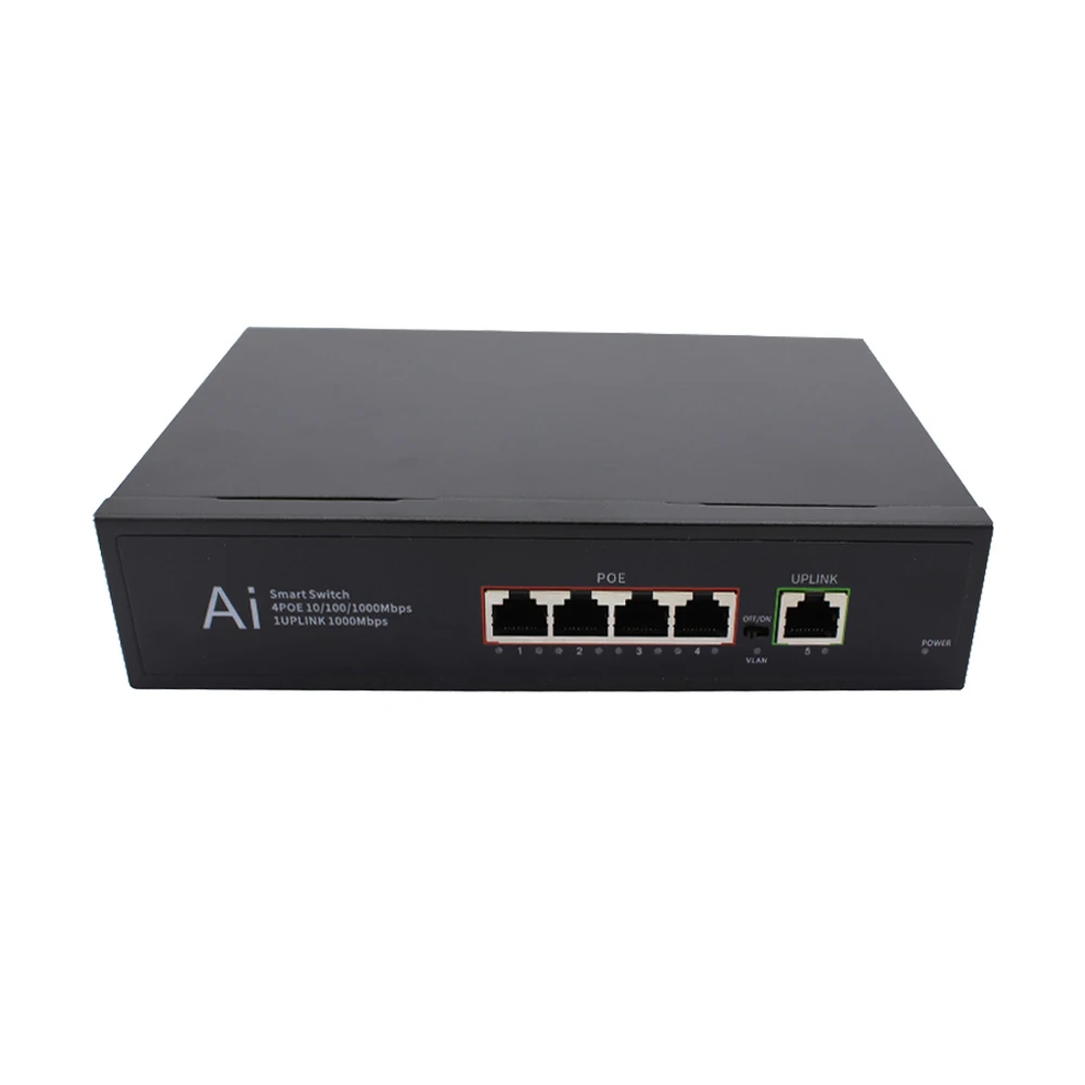 4 Port 10/100M POE Fiber Ethernet Switch Media Converter Up to 20km SC Compatible with IEEE802.3AF/AT Fiber Optical Equipment