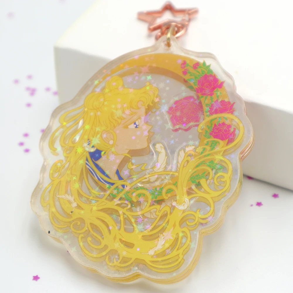 custom shaking charm charms clear acrylic custom printed transparent Shaker keychain,make your own shaker charm with anime