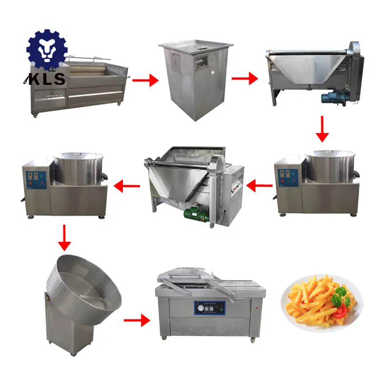 KLS Electric Fried Potato Chips Production Machine Semi Auto Frozen French Fries Line Pringle potato chip making machine