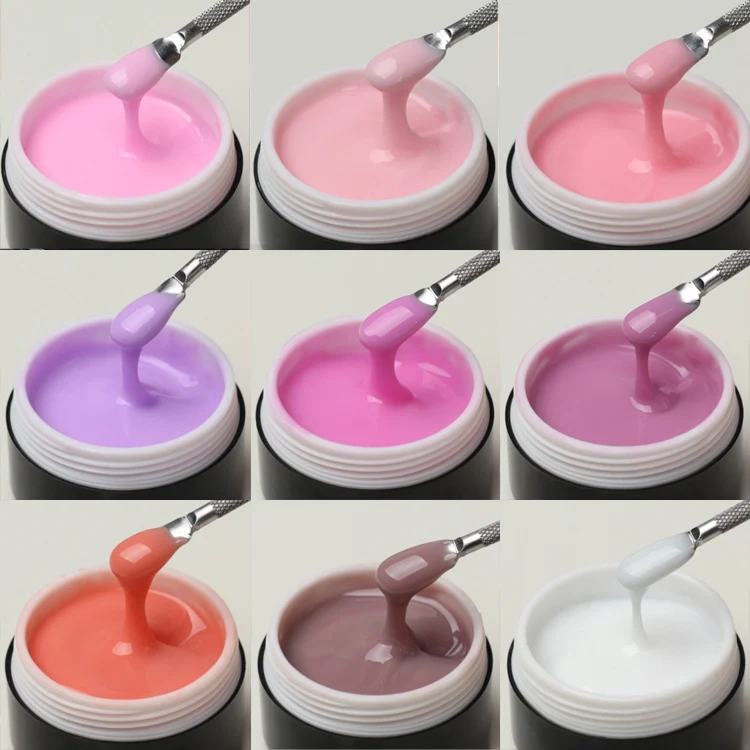 Professional Nail Manufacturer Custom 15G 60G Self Leveling Camouflage Building Gel  Hema Free Builder Uv  In A Bottle
