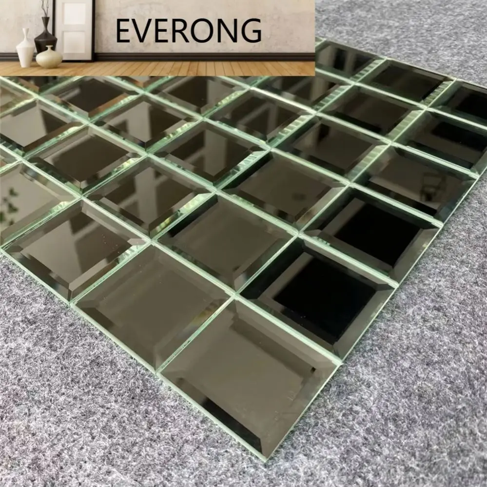 Luxury Thirteen Facets Diamond Mirror Crystal Glass Mosaic Tile Bathroom Kitchen Backsplash Wall Tile Adhesive Mirror Mosaic