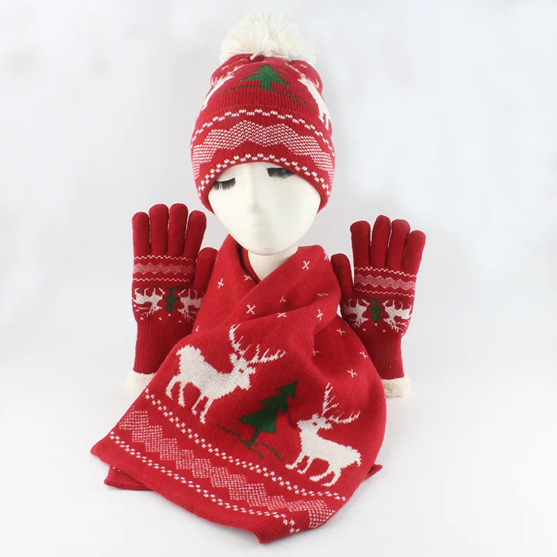 MB3 Winter new Christmas knitted hat snowflake deer red woolen hat warm men and women pullover hat wholesale