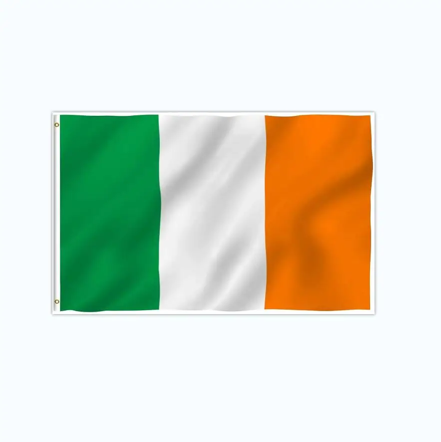 Cheap STOCK 100%polyester 3*5ft Ireland Irish Flags with Brass Grommets