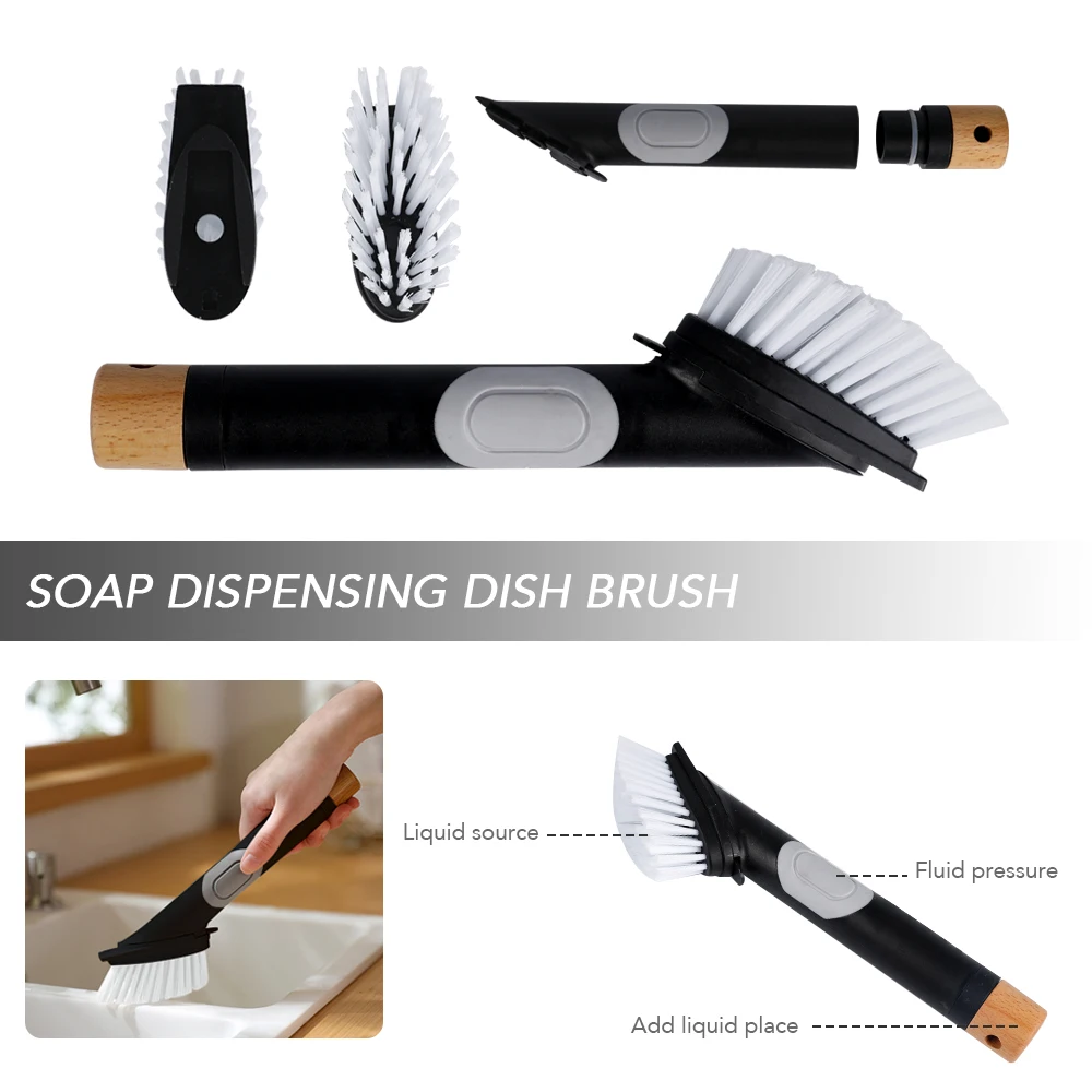 Eco Friendly Bamboo Wooden Cleaning Dish Brush For Kitchen