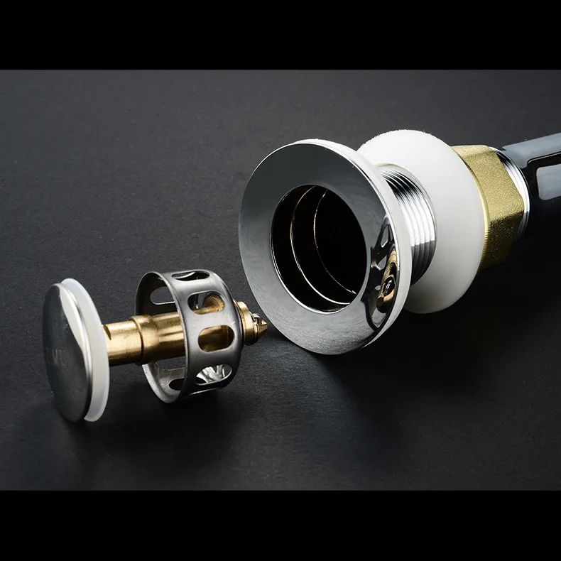 UPC Bathroom Basin Sink Drain Brass Pop Up Drainer With Overflow Stainless Steel Pipe