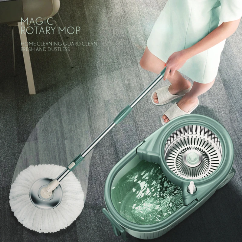 New Design Stainless Steel Telescopic Bathroom floor Wet Dry Handle 360 Rotating Magic Mop Bucket With Wheels