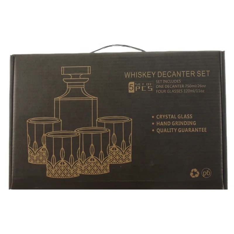 750ml Spot Cheap Goods Four Glass Set Gift Box Crystal Whiskey Bottle Whiskey Set