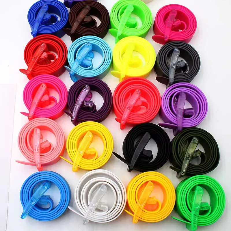Silicone belt multiple colors fashion accessories belt children adult adjustable plastic belt