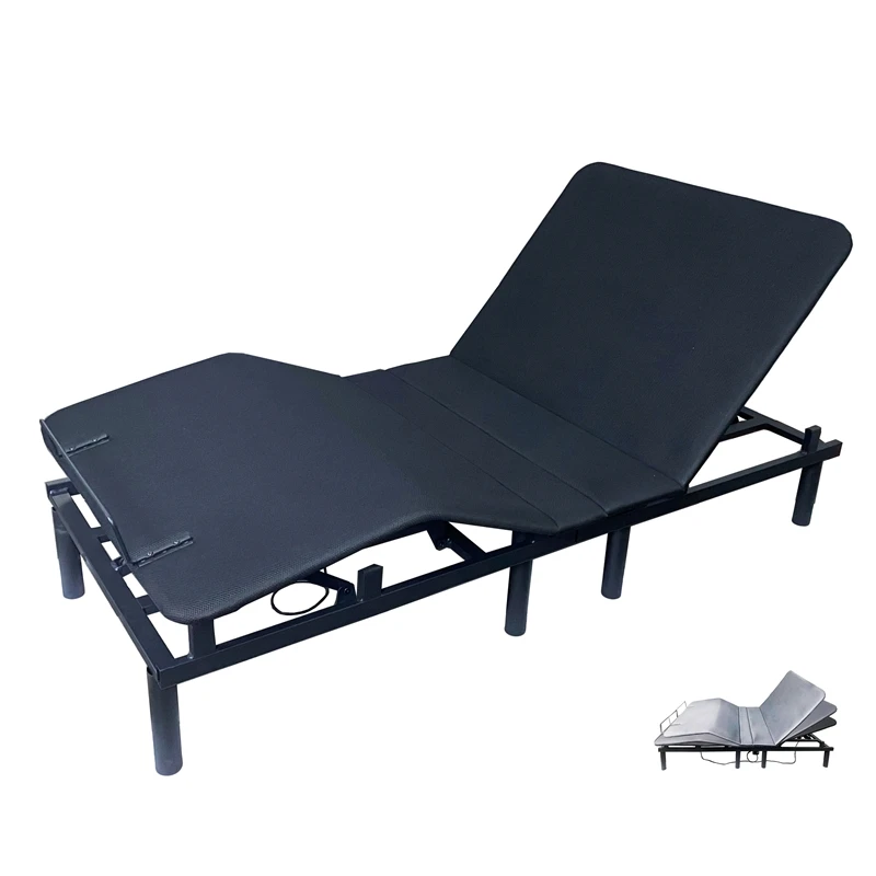 Comfort Upholstered Queen Size Black Adjustable Bed Frame USB Ports-Ergonomic Wireless Remote