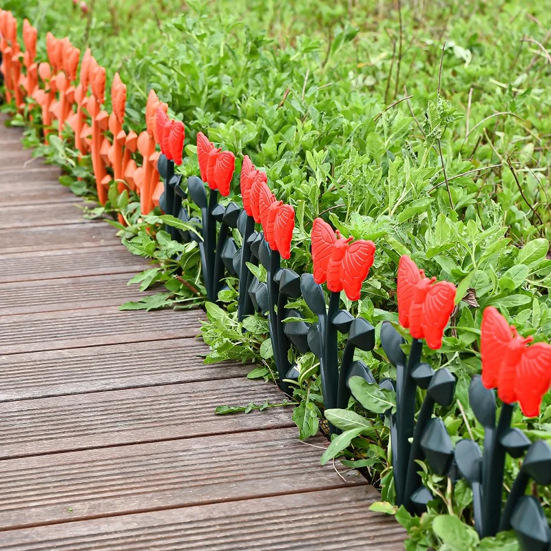 Garden Landscape Edging Borders Plant Flower Bed Decorative 4 PCS Plastic Fencing For Lawn Yard