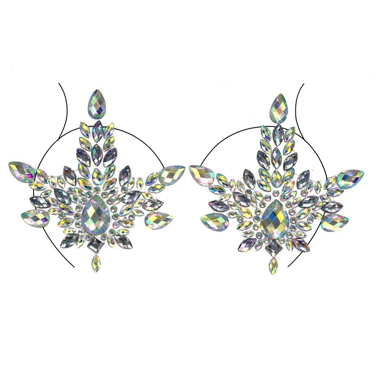 2023 New style waterproof temporary sticker Nipple Body jewel sticker Rhinestone body jewelry Bikini bra rhinestone jewelry