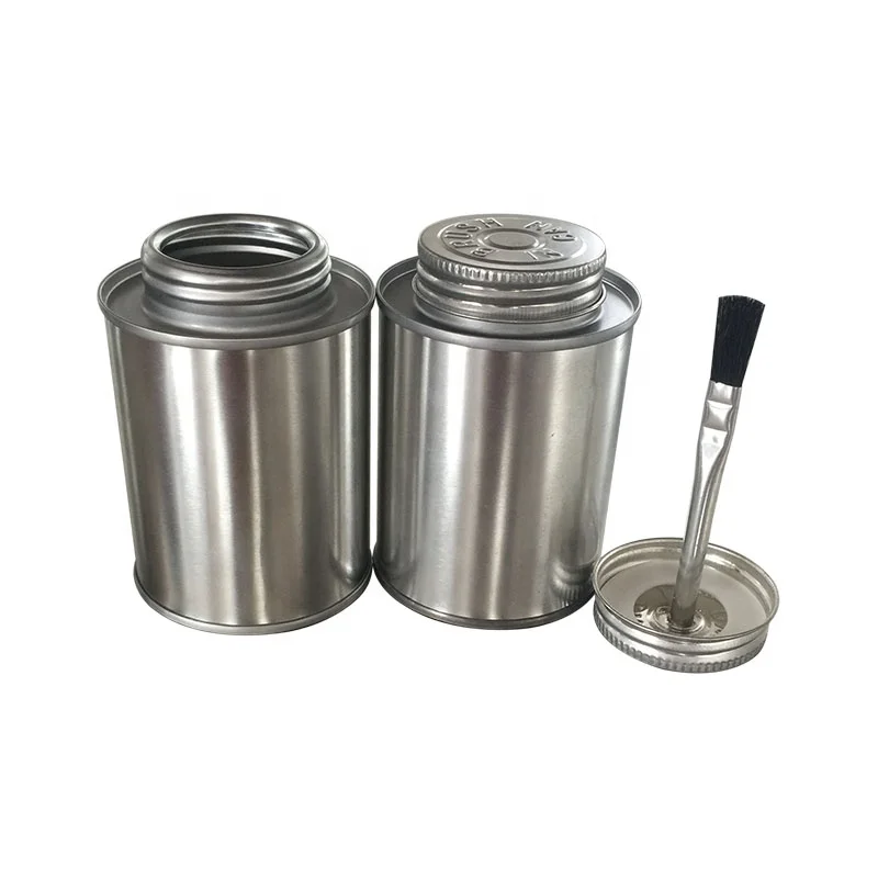 8oz Round Tin Can Custom Lids  PVC/CPVC Adhesive Glue Metal Tin Box With Brush
