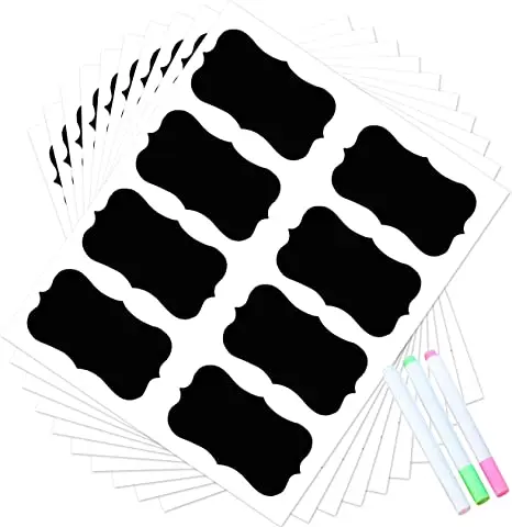 Custom Removable Erasable Waterproof gold frame Blackboard Sticker chalkboard self adhesive vinyl label sticker for Jars Glass