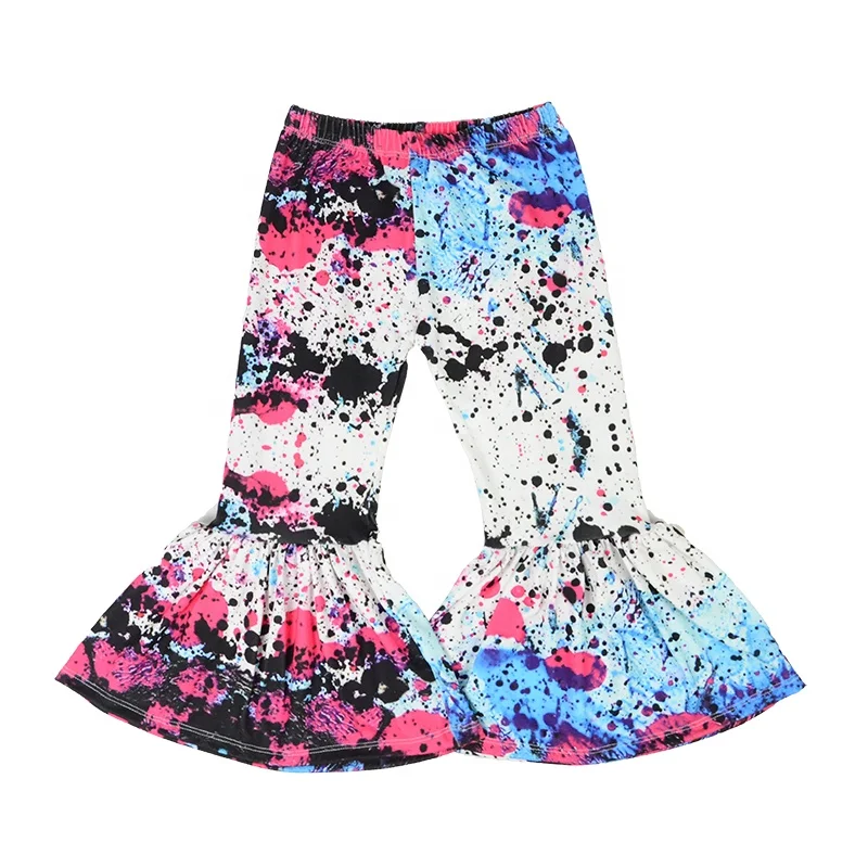 
Spring Kids splater Flare Pants Girls Wide Legging Pants For Girls Trousers boutique Baby Kids Bell Bottoms 