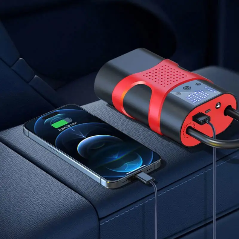 Manufacturer Car Jump Starter Air Pump Multi-Function 4In1 Air Compressor Power Bank Auto Tyre Inflator With EVA Bag