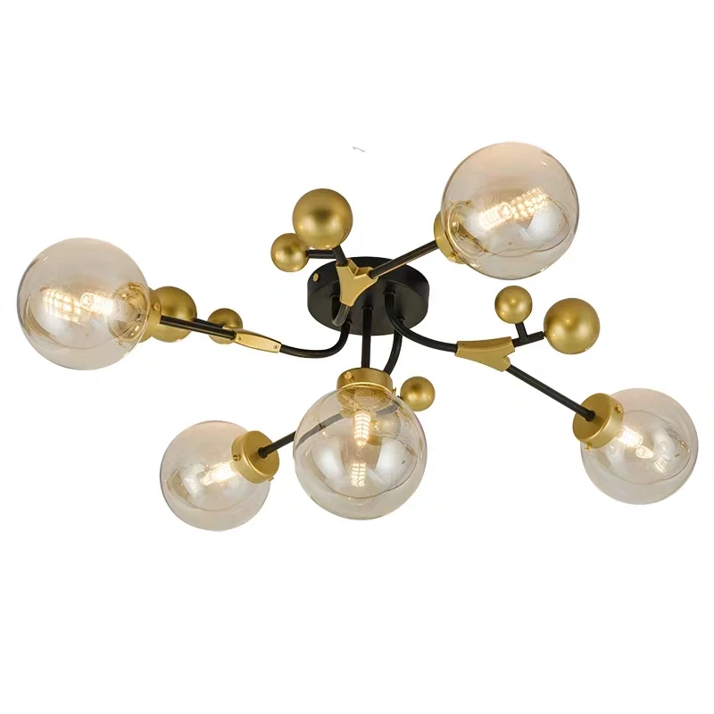 
Antique design gold lamps home decor glass pendant light circle modern for living room ceiling hanging 