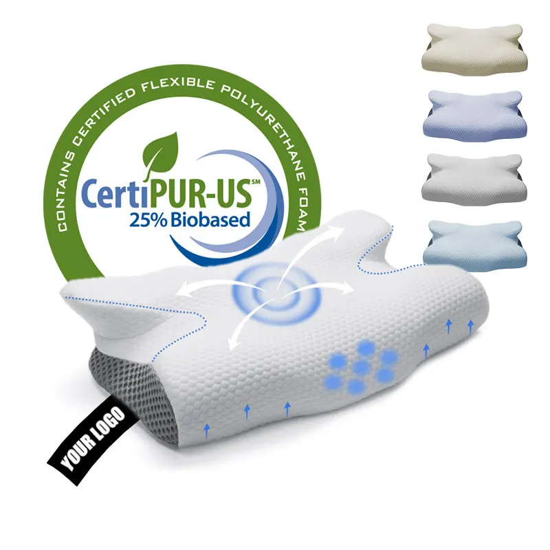 Wholesale Comfortable Anit-Snoring Contour Butterfly Neck Orthopedic Memory Foam Pillow Cervical Sleeping Pillow for Pain Relief