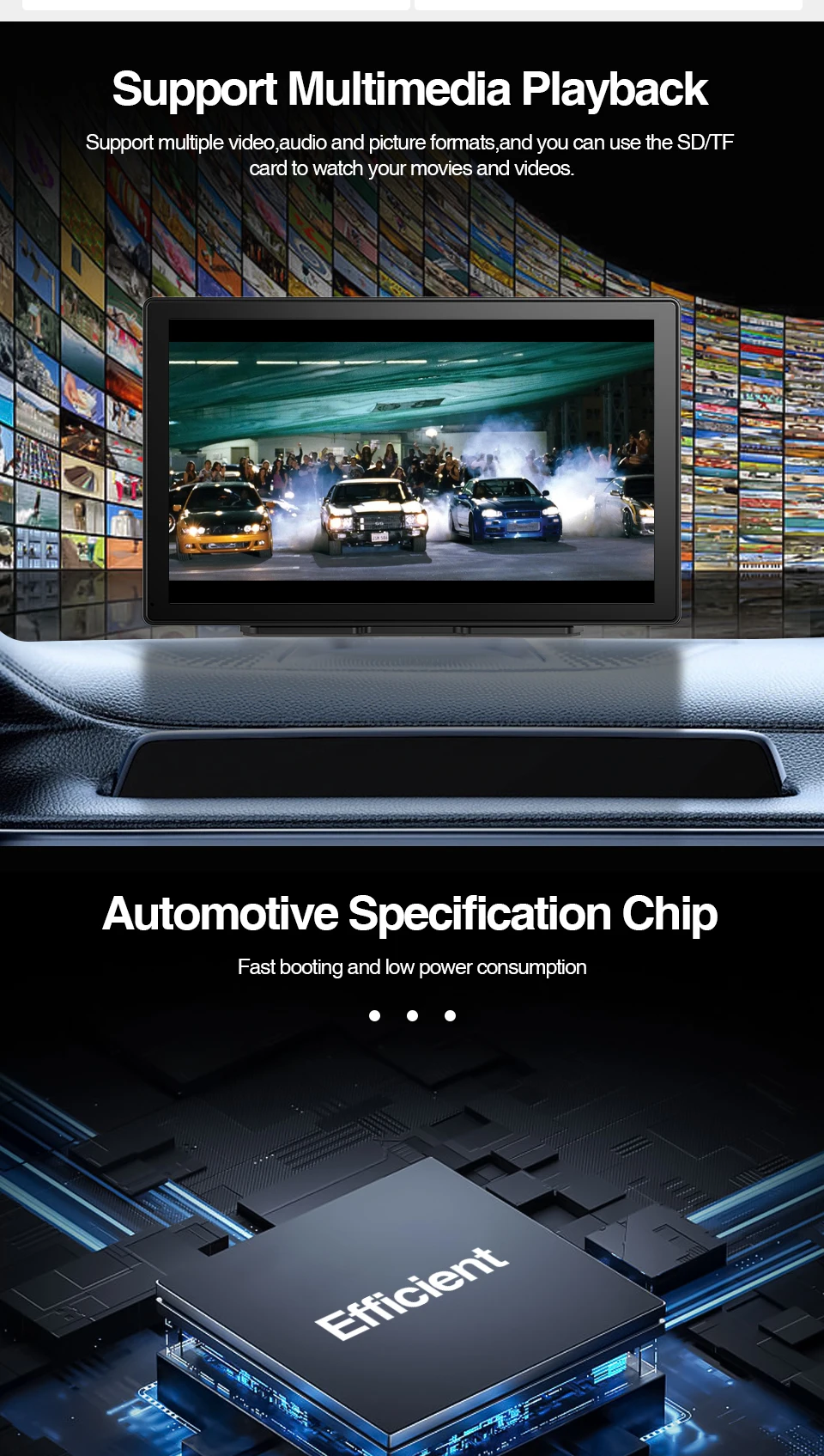 JMC 9 дюймов портативный автомобильный радиоприемник Linux CarPlay монитор андроид Авто BT сенсорный экран мультимедийное Зеркало Ссылка