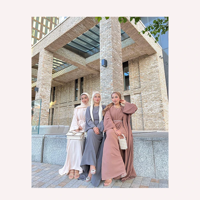 2023 New Design Elegant Fashionable Dubai Turkish Organza Translucent Open Front Abaya Women Muslim Dress