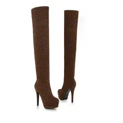 Оптовая продажа с фабрики, новинка 2021, пикантные женские сапоги до бедра на высоком каблуке 13 см