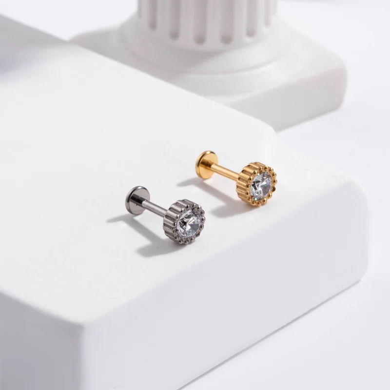 G23/f136 titanium piercing body piercing titanium high quality hypoallergenic zircon ear labret joyeria piercing