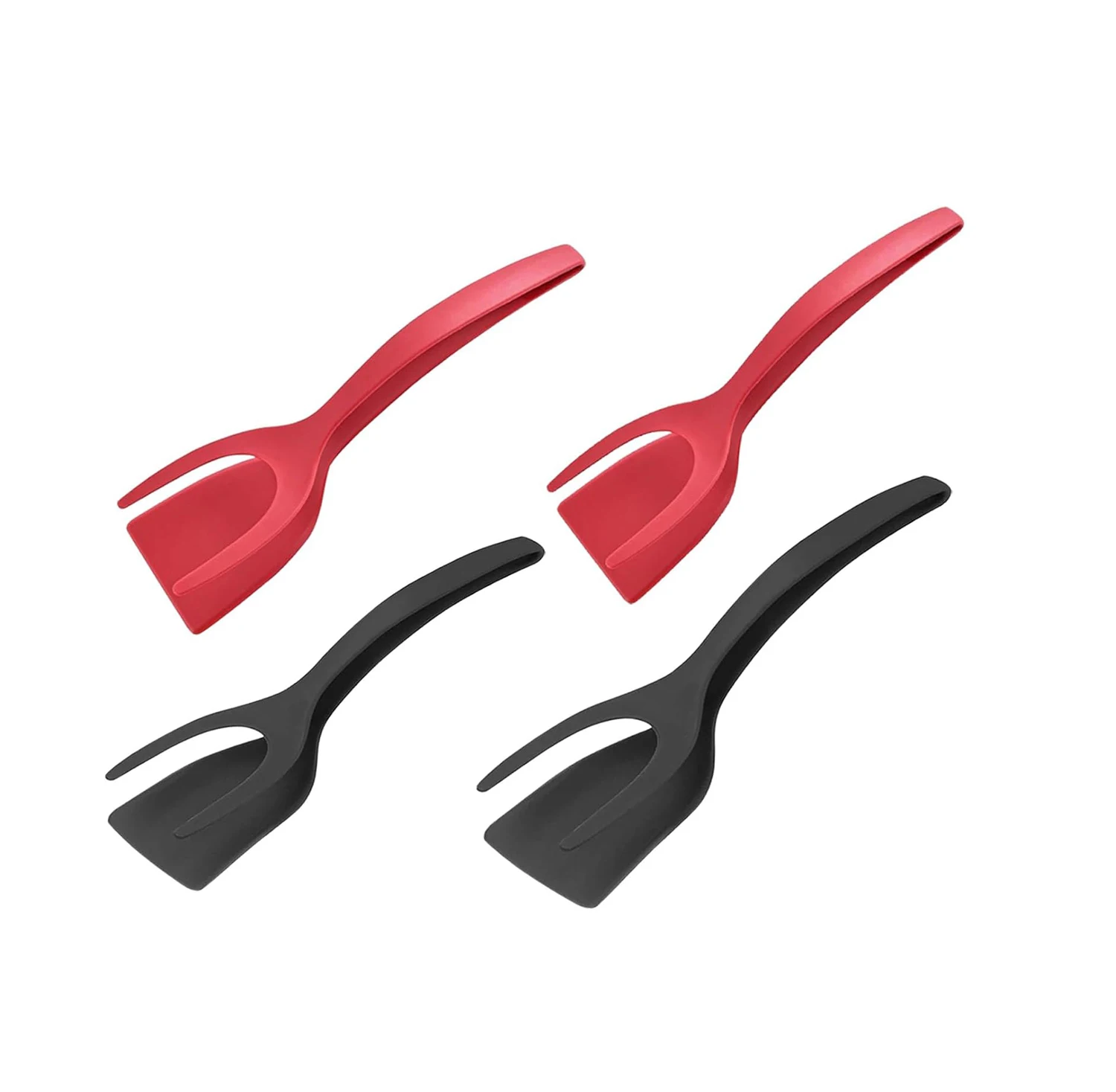 2 in 1 Grip and Flip Spatula Tongs for Home Kitchen Cooking Tool Black Egg Flipper Tong Pancake Fish French Toast Spatula Tongs
