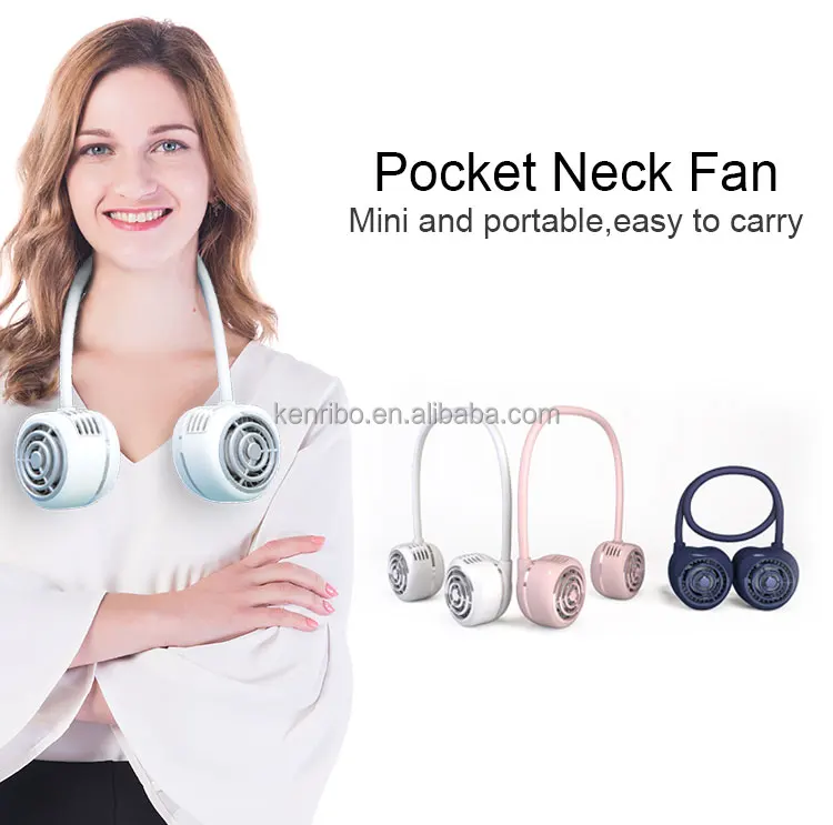 mini personalized electric usb rechargeable cool hang neck fan portable leafless cooling fan wearable bladeless hanging neck fan