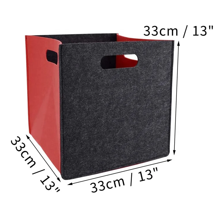 Square Foldable Cube Felt Toy Storage Organizer Baskek Box With Handles