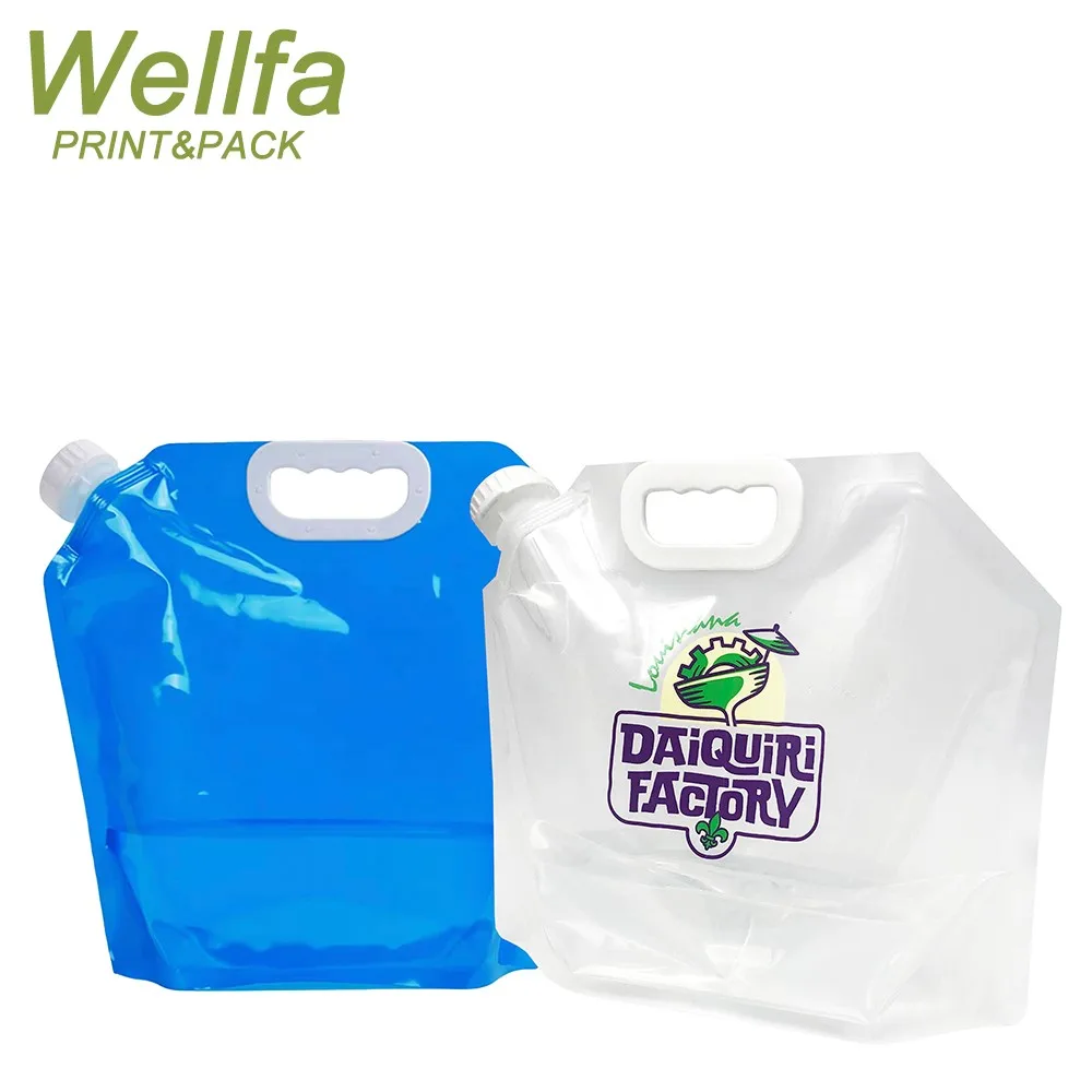 Custom Foldable Water Liquid Stand Up 1 Gallon Bag 5 Liter Rice Food Refill Packaging Clear 1L 2L 3L 4L 5L Spout Pouches