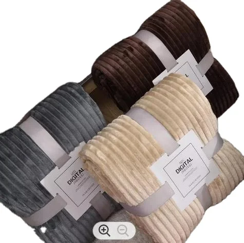 High end luxury striped Flannel leisure blanket absorbent soft sofa blanket quilt wholesale