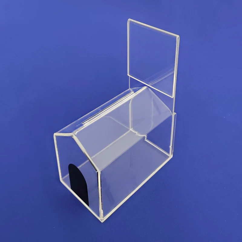 Acrylic Dog House Collection Box, Housed shape Ballot box with Sign holder, Lockable House Donation box