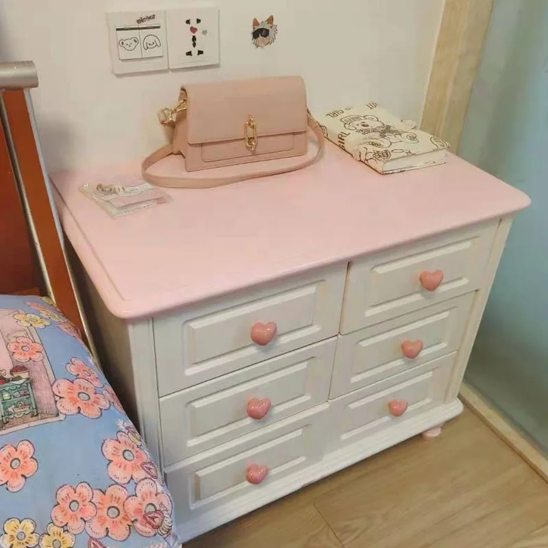 
Oversized Pure Solid Wood 6 drawers Cabinet for Girls Princess Storage Bedroom Furniture American style cheap locker closet 