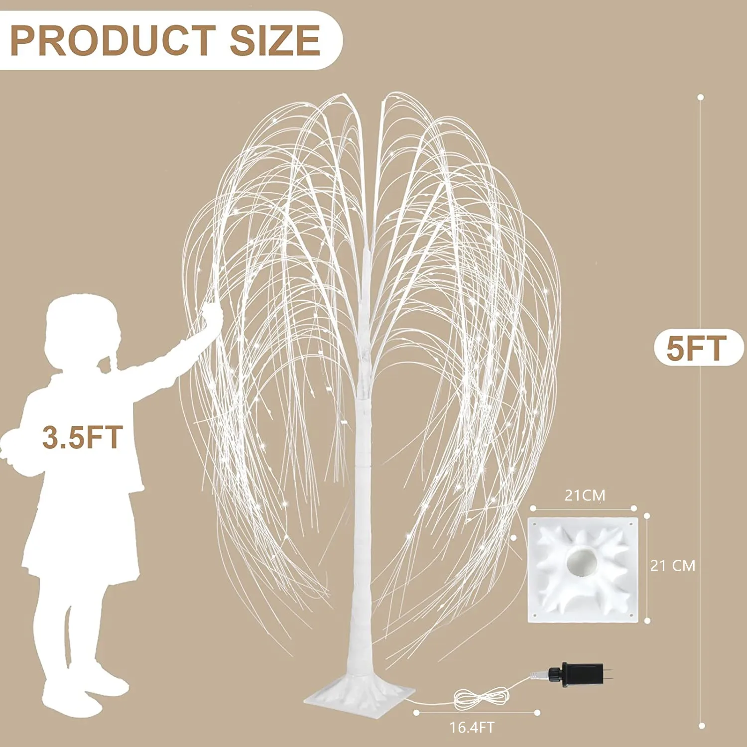 1.5m Fairy Christmas Willow Tree LED Motif Lights Warm White for indoor Outdoor Halloween Party Wedding Garden