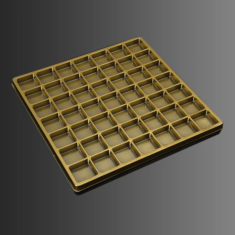 49Holes China Wholesale Food Grade Square Disposable PET Plastic Golden Chocolate Packaging Box Insert Packaging Tray Malaysia