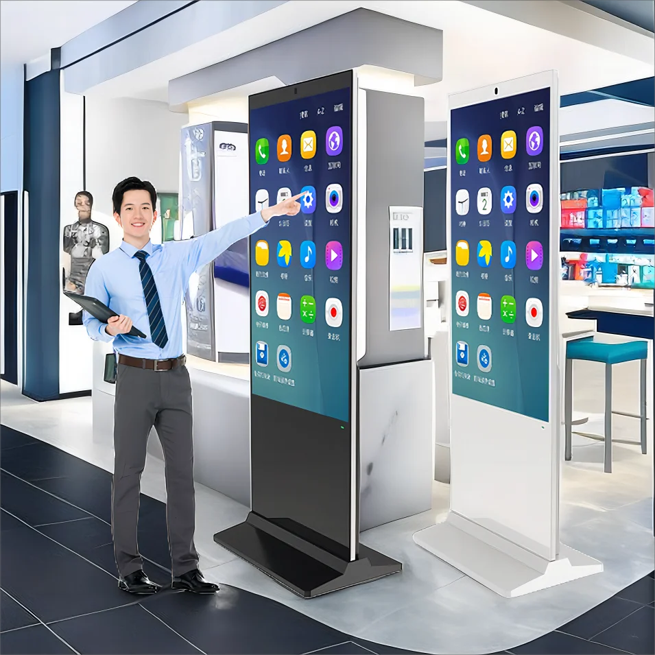 UHD 4K Floor Stand Digital Signage Display Advertise LCD Android 43 55 65 Inch Wifi Software CMS Touch Screen Kiosk Totem Price