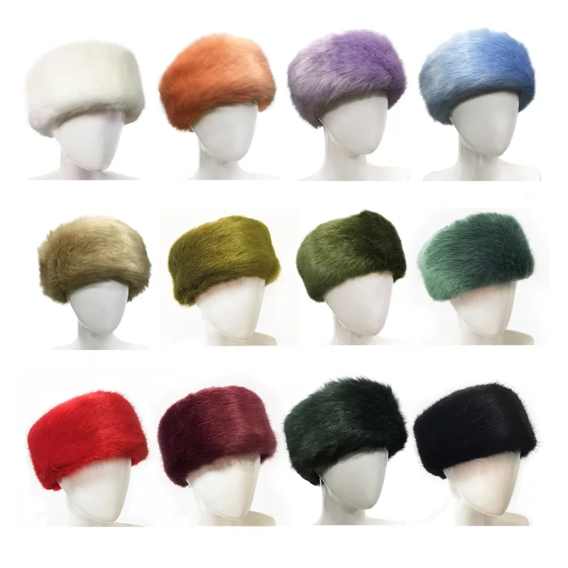 Повязка на голову из искусственного лисьего меха модная пушистая Лыжная шапка теплая головная повязка Эластичная