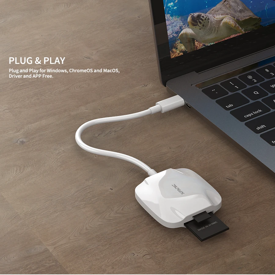 Plug and Play USB-C to SD4.0 and TF4.0 Memory Card Reader Support Read and Write with High Transfer 300M/s