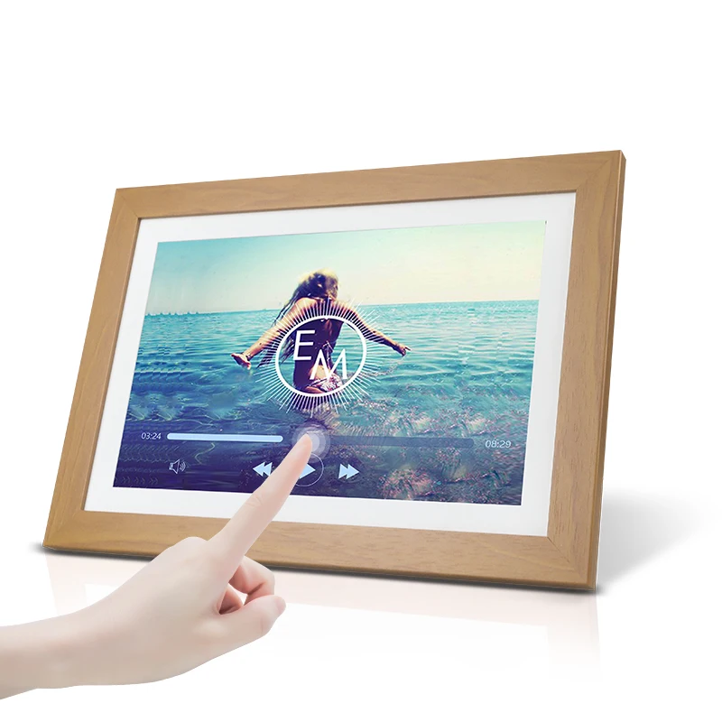Горячая Распродажа IPS сенсорный экран 10 дюймов Древесина зерна WiFi цифровые фоторамки электронная цифровая картина