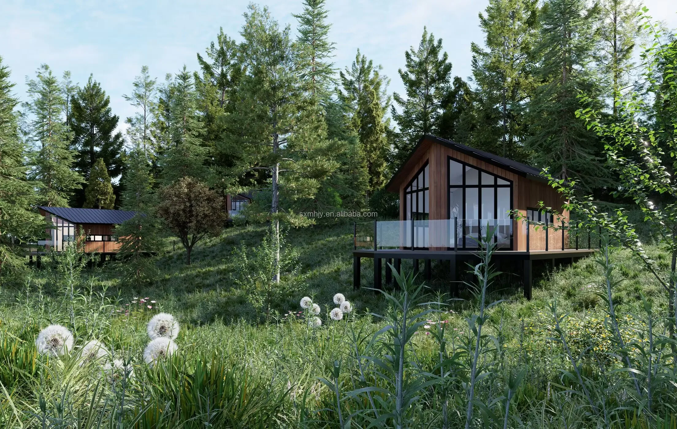 Meihao Homeland 56 SQM Modern Tiny Prefab House SIPs Home Garden Office Modular Small Flat Pack Ready Ship Prefabricated Forest