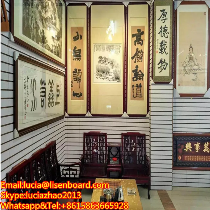 Matte Black MDF Slatwall Panel 18mm/Simple Style Wooden Slot Wall Display/Supermarket Shelves