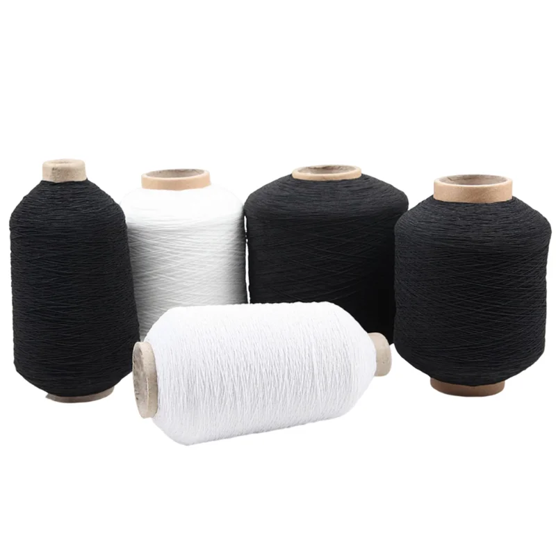 Wholesale 420D Polyester Covered Yarn High Elastic Thread Spandex Double Covered 0.3MM Smocking Stitch Weaving Dyed Filament