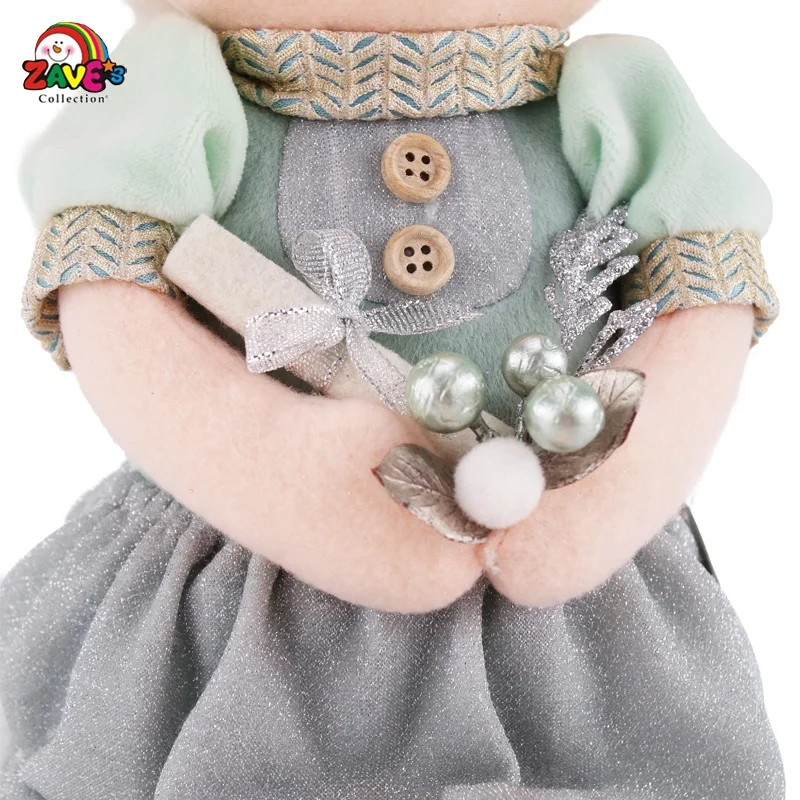 Traditional Christmas Gift Elf Pair Sitting for Home Indoor Decoration with Delicate Handmade Accessories