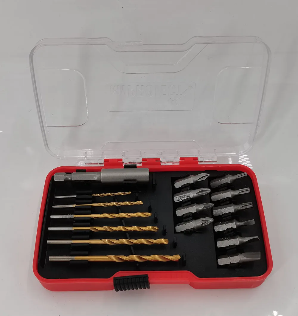 Chrome vanadium 17 pcs wood Twist drill bit screw driver set bits for electric drill