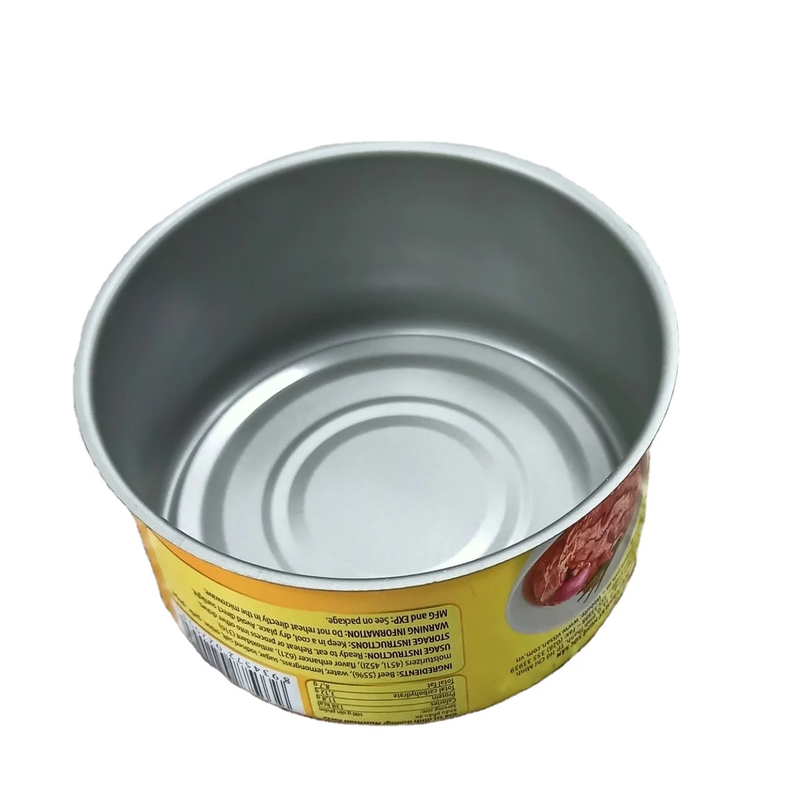 Premium Quality round Tin Metal Canned Tuna Bulk Food Export from Vietnam with Lid and Custom Logo Printing