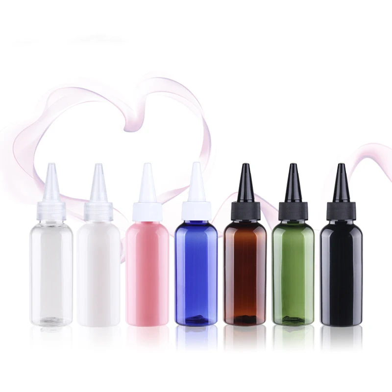 50ml Empty PET Plastic Black nozzle cap squeeze bottle for Pigment ink packaging containers